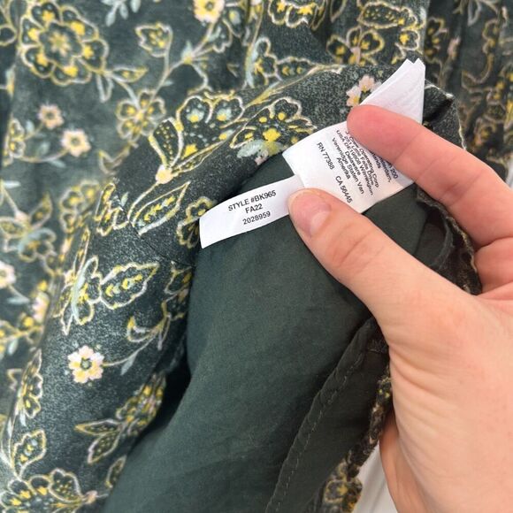 J. Crew Sweetheart Long Sleeve Mini Dress Vintage Vines Fabric Green Floral 00 - Picture 10 of 10